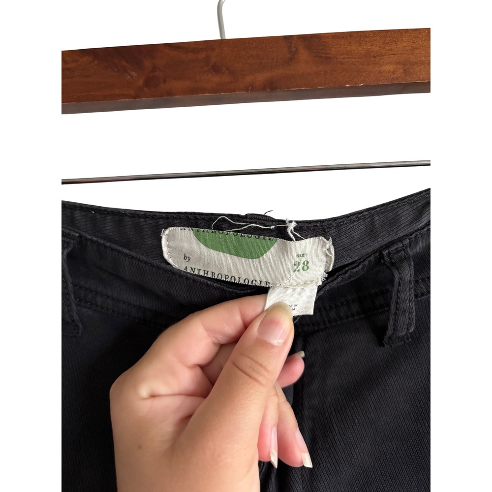 Anthropologie Cropped Pants Size 28 Black Buttoned‎ Ankle Stretch Casual Career - Picture 4 of 7